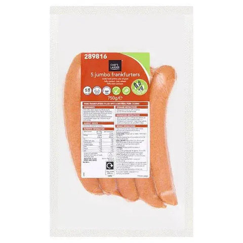 Chefs Larder 5 Jumbo Frankfurters 750g