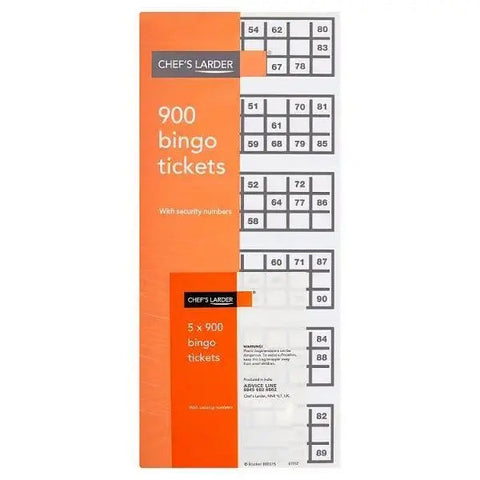 Chef's Larder Bingo Tickets 5 x 900