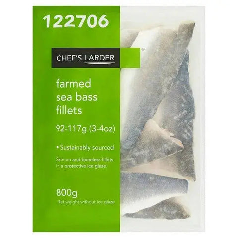 Chefs Larder Farmed Sea Bass Fillets 800g