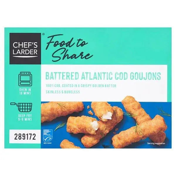 Chefs Larder Food to Share Battered Atlantic Cod Goujons 2kg