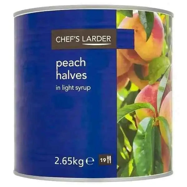 Chef's Larder Peach Halves in Light Syrup 2.65kg (Drained Weight 1.5kg)