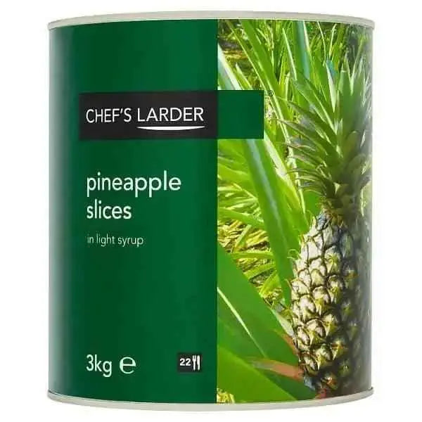 Chef's Larder Pineapple Slices in Light Syrup 3kg (Drained Weight 1.79kg)