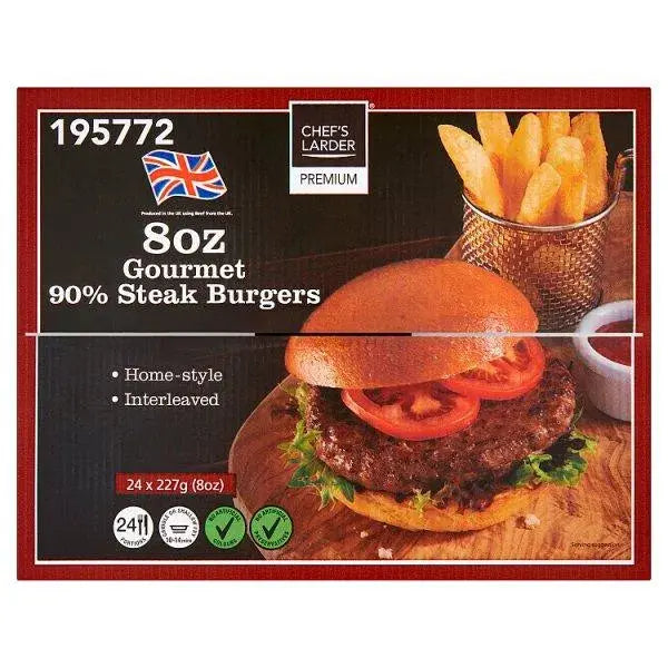 Chefs Larder Premium 8oz Gourmet 90% Steak Burgers 5.45kg