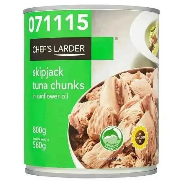 Chef's Larder Skipjack Tuna Chunks in Sunflower Oil 800g (Drained Weight 560g)