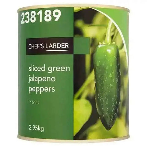 Chef's Larder Sliced Green Jalapeno Peppers in Brine 2.95kg (Drained Weight 1.68kg)