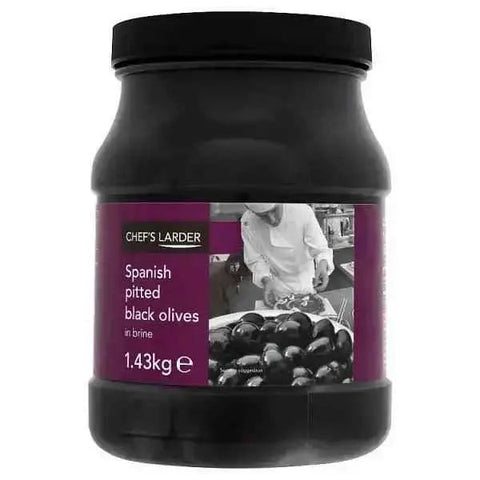 Chef's Larder Spanish Pitted Black Olives in Brine 1.43kg