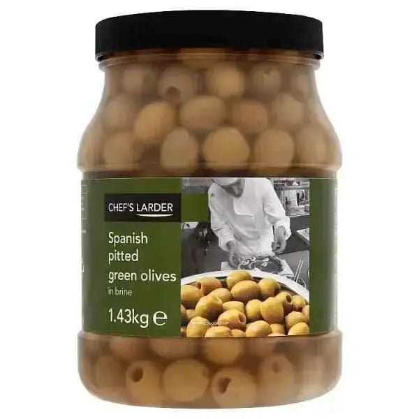 Chef's Larder Spanish Pitted Green Olives in Brine 1.43kg