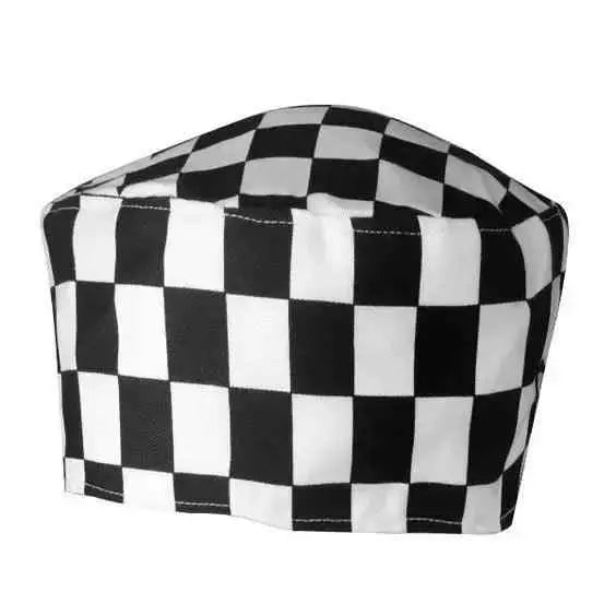 Chef Skull Cap Black-White Check - Pack of 2