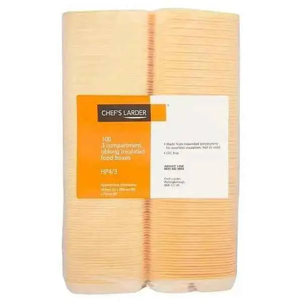Chefs Larder 100 3 Compartment Oblong Insulated Food Boxes HP4-3