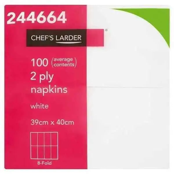 Chefs Larder 100 Napkins White 2 Ply