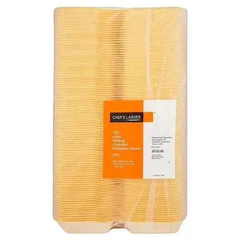 Chefs Larder 100 Small Oblong Insulated Takeaway Boxes HP2