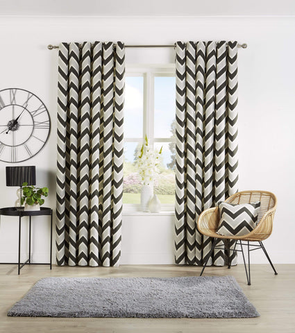 OLIVIA ROCCO Chevron Curtain Panels With Matching Cushion Covers Polyester Cotton Blend OEKO TEX Certified For Living Room And Bedroom Multiple Sizes