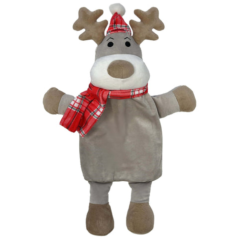 OLIVIA ROCCO Hot Water Bottle With Festive Reindeer Cover 1L Natural Rubber UK Safety Tested Ideal Gift For Adults And Kids