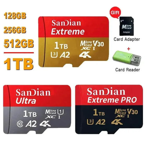 Class 10 mini sd memory card 128GB 512GB micro TF sd card 256GB 256GB 1TB Smart SD/TF cards for Phone/camera Give card reader