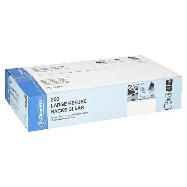 CleanPro 200 Large Refuse Sacks Clear