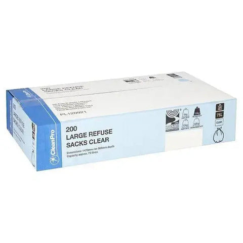 CleanPro 200 Large Refuse Sacks Clear