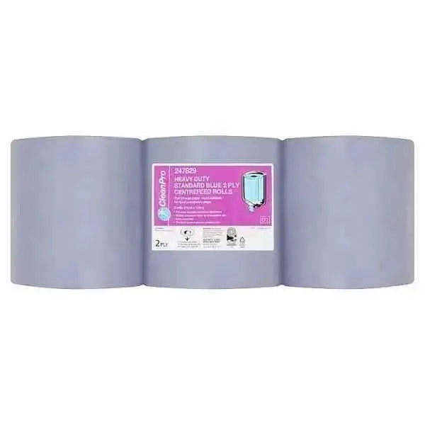 CleanPro Heavy Duty Standard Blue 2 Ply 6 Centrefeed Rolls