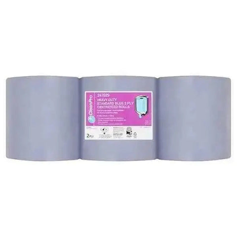 CleanPro Heavy Duty Standard Blue 2 Ply 6 Centrefeed Rolls