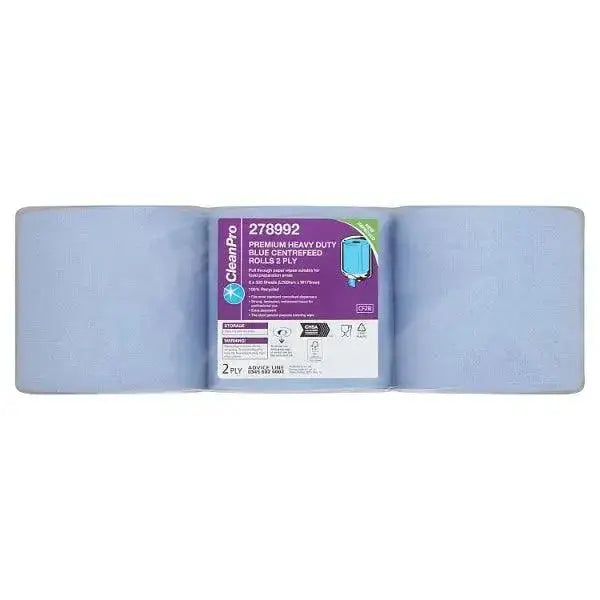 CleanPro Premium Heavy Duty Blue Centrefeed Rolls 2ply 6 Rolls