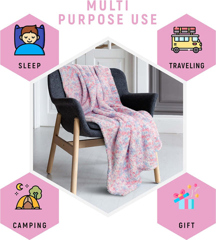 OLIVIA ROCCO Rainbow Teddy Fleece Throw For Kids 130 X 180 Cm Large Soft Blanket For Beds Sofas And Kids Rooms Decor Cozy Warmth For Cuddles
