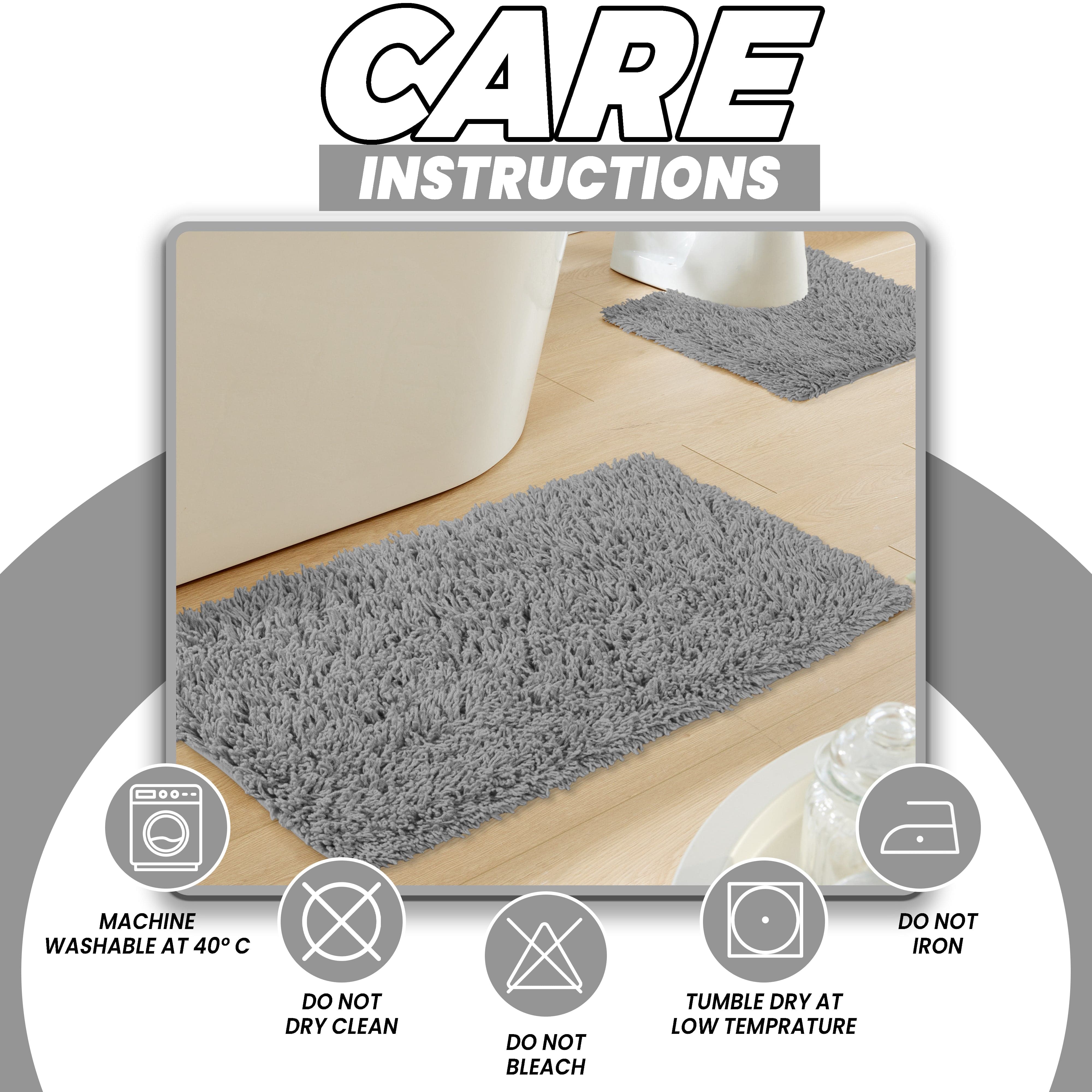OLIVIA ROCCO Como 2 Piece Grey Bath Mat And Pedestal Set Non-Slip Super Absorbent Cotton Bathroom Mats Machine Washable