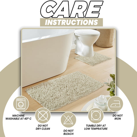OLIVIA ROCCO Como 2-Piece Natural Bath Mat And Pedestal Set Non-Slip Super Absorbent Cotton Bathroom Mats Machine Washable For Everyday Use