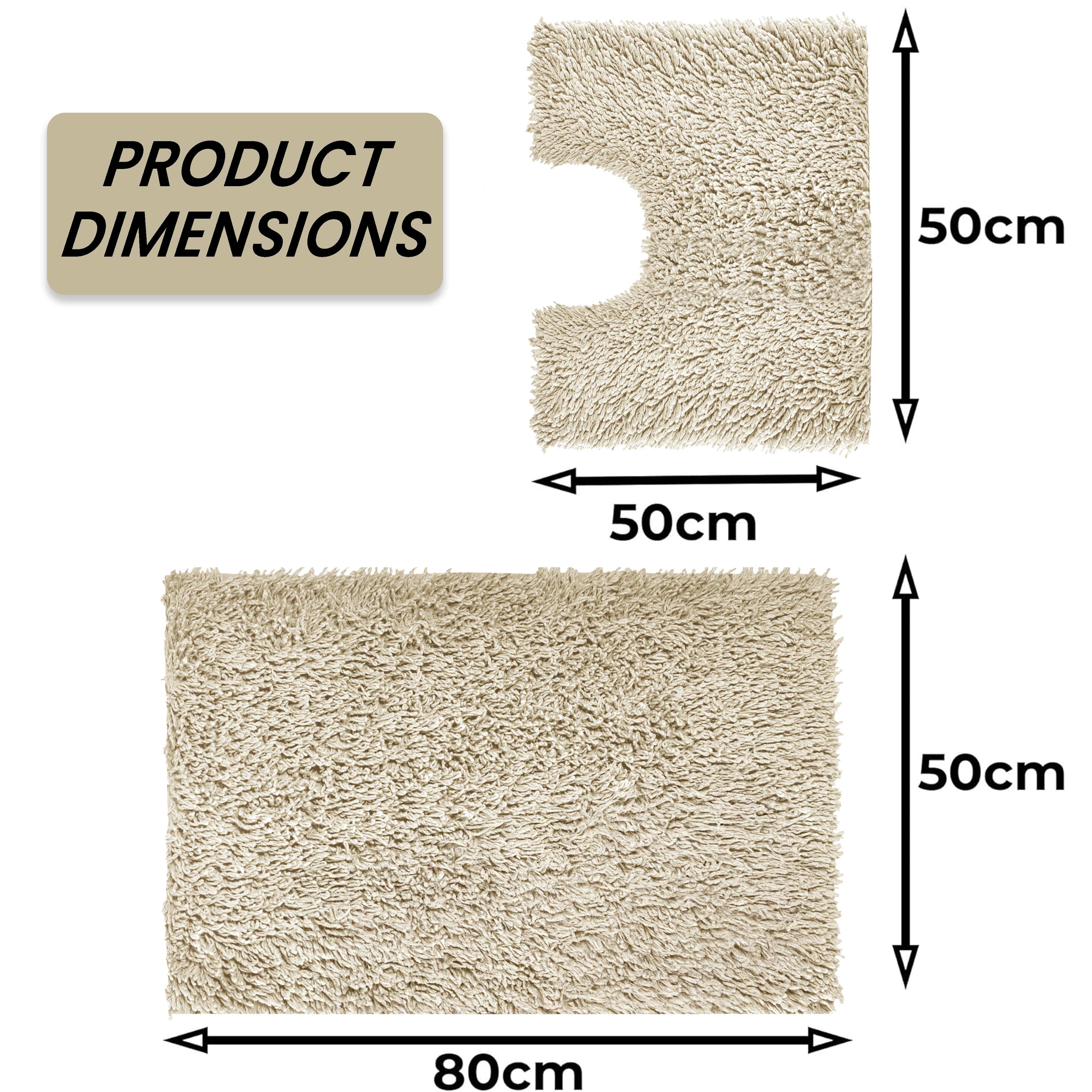 OLIVIA ROCCO Como 2-Piece Natural Bath Mat And Pedestal Set Non-Slip Super Absorbent Cotton Bathroom Mats Machine Washable For Everyday Use