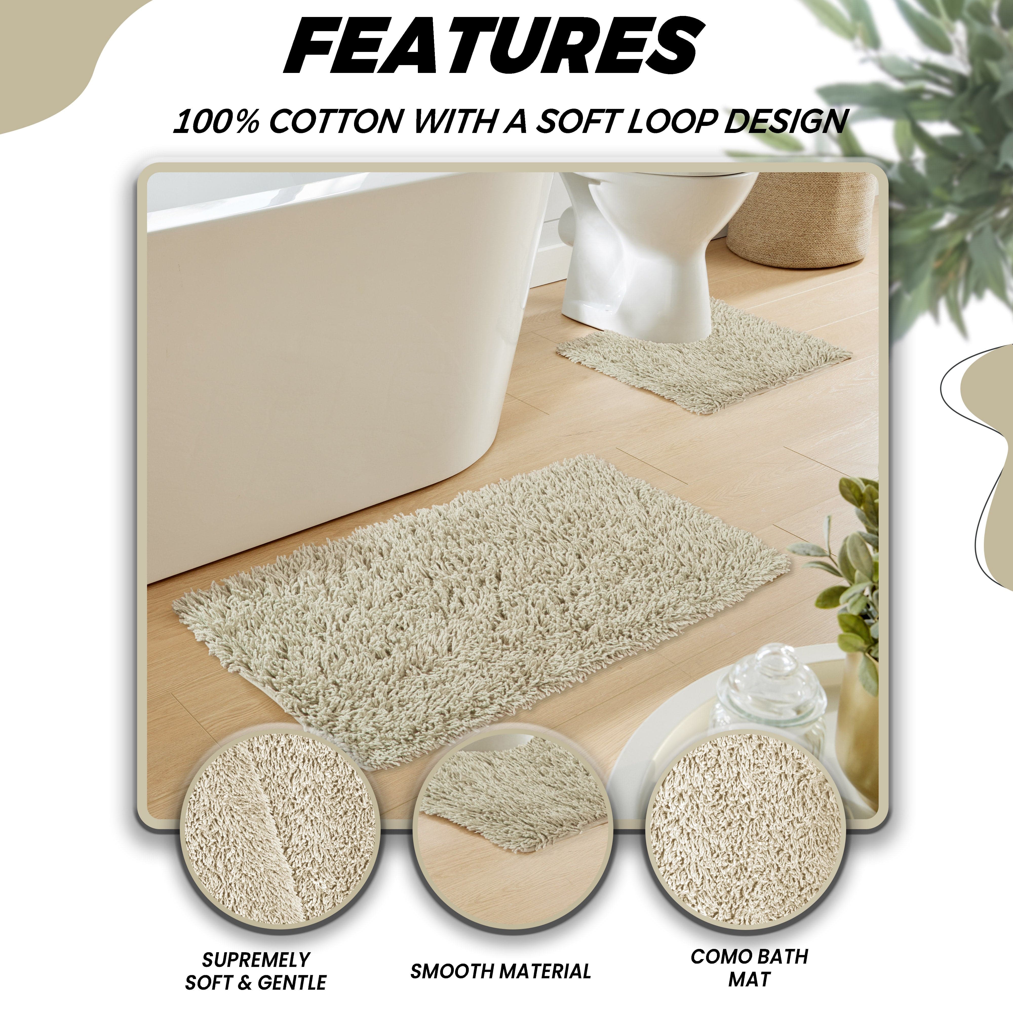 OLIVIA ROCCO Como 2-Piece Natural Bath Mat And Pedestal Set Non-Slip Super Absorbent Cotton Bathroom Mats Machine Washable For Everyday Use