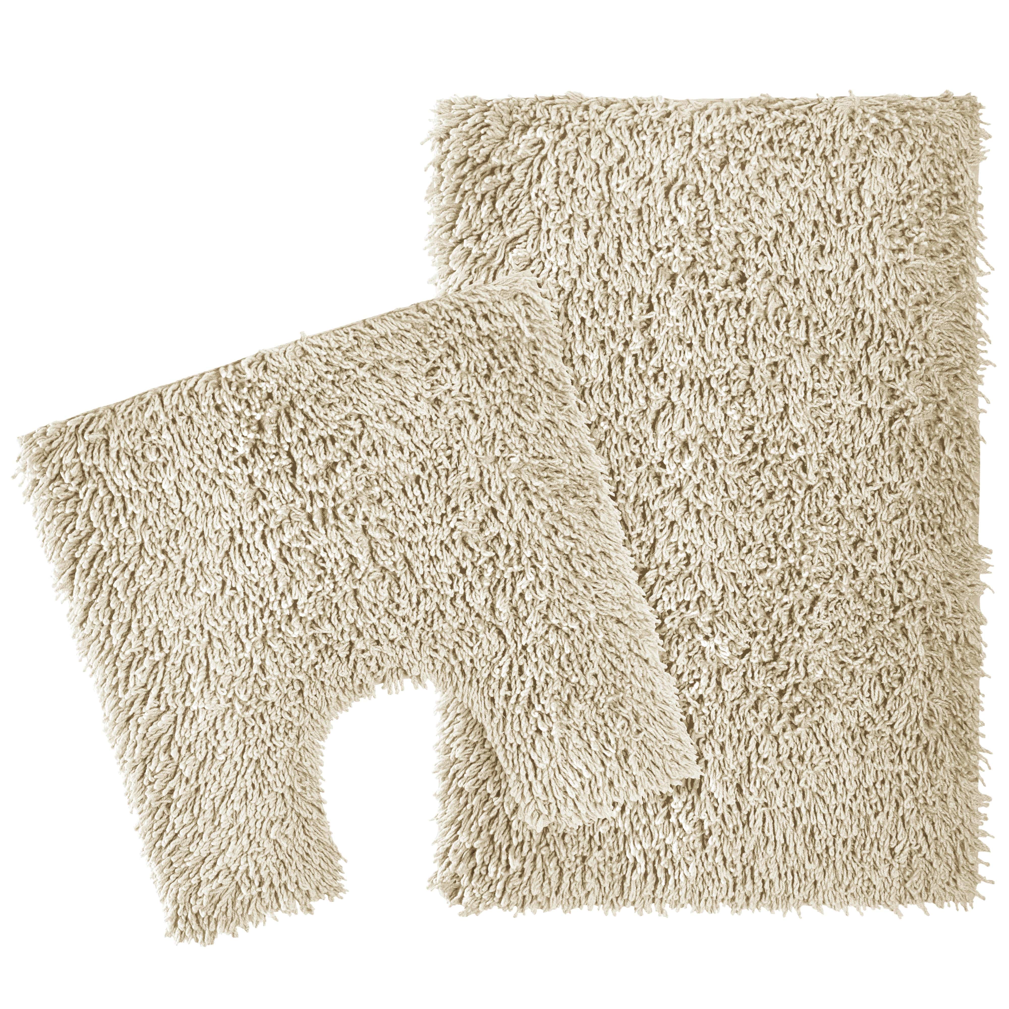 OLIVIA ROCCO Como 2-Piece Natural Bath Mat And Pedestal Set Non-Slip Super Absorbent Cotton Bathroom Mats Machine Washable For Everyday Use