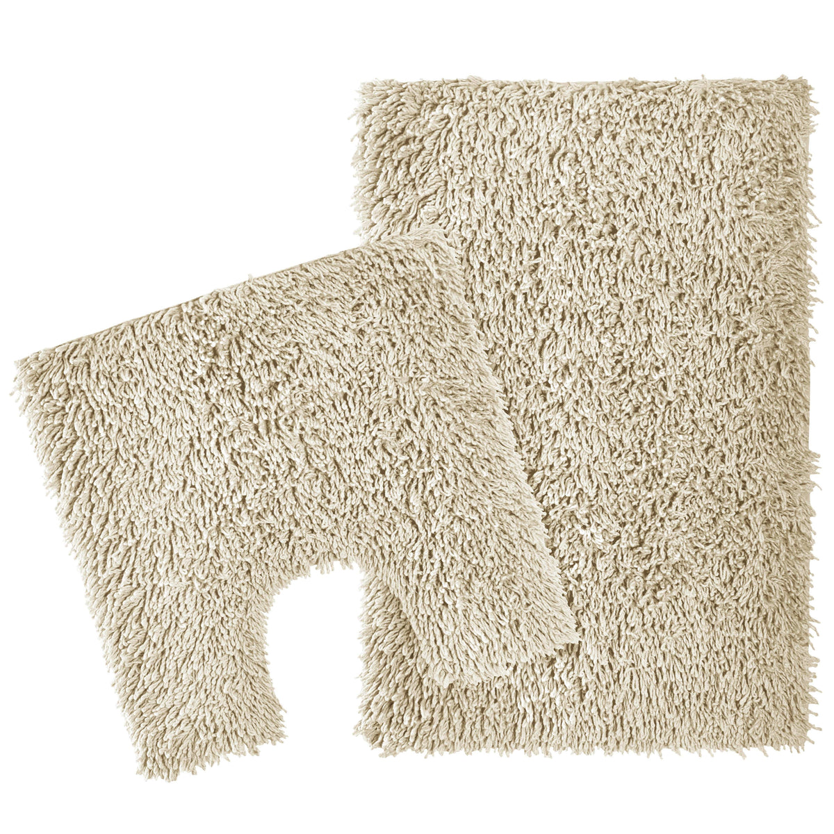OLIVIA ROCCO Como 2-Piece Natural Bath Mat And Pedestal Set Non-Slip Super Absorbent Cotton Bathroom Mats Machine Washable For Everyday Use