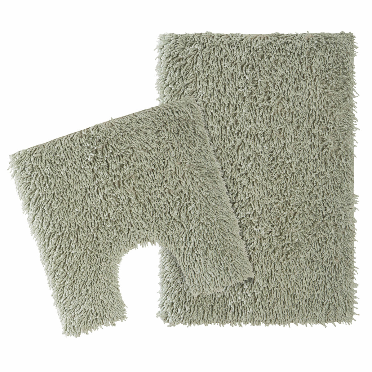OLIVIA ROCCO Como 2 Piece Sage Green Bath Mat And Pedestal Set Non Slip Super Absorbent Cotton Bathroom Mats Machine Washable