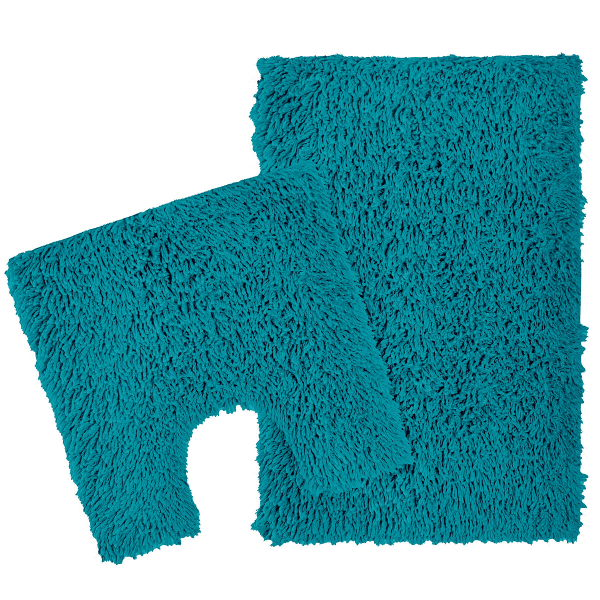 OLIVIA ROCCO Como 2 Piece Teal Bath Mat And Pedestal Set Non Slip Super Absorbent Cotton Bath Mat Set For Everyday Comfort