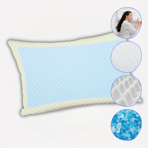 OLIVIA ROCCO Cooling Gel Memory Foam Pillow With Breathable Cover, Orthopaedic Support, Luxury Fibre Filling, Ergonomic Neck Relief