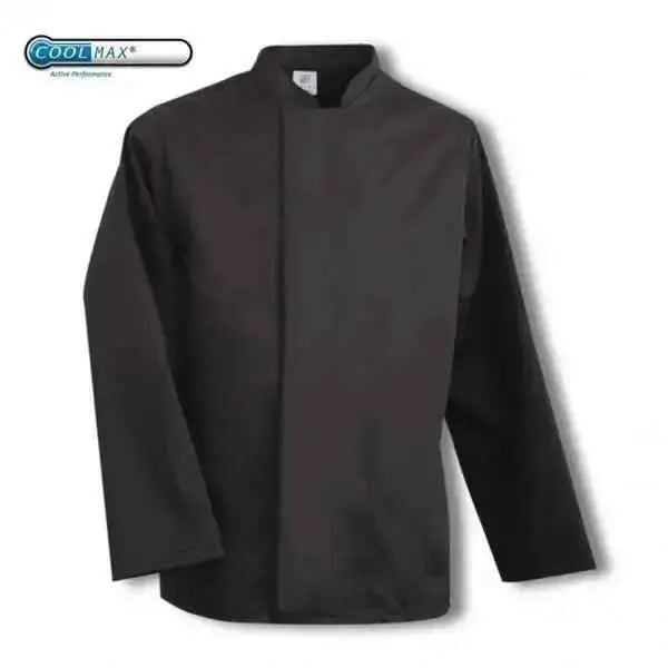 Coolmax Chefs Jacket Long Sleeve Black - White