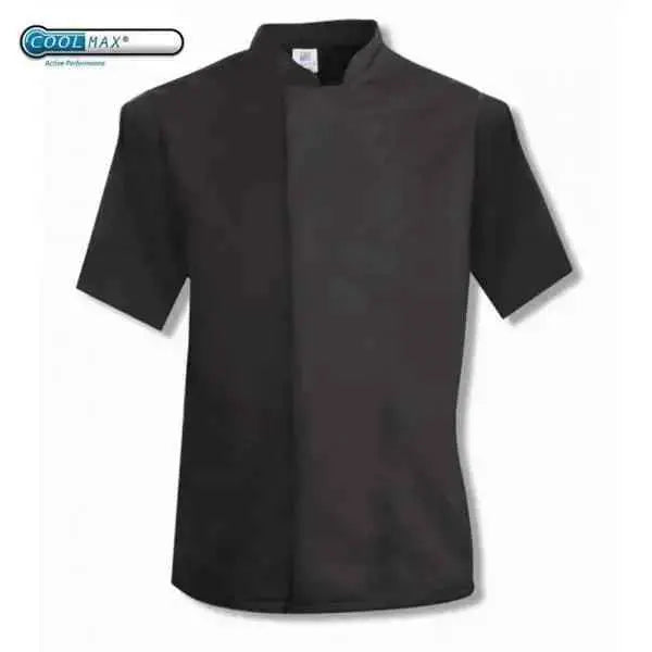 Coolmax Chefs Jacket Short Sleeve Black - White