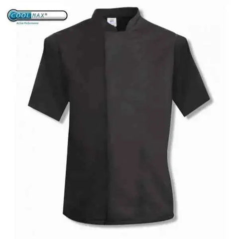 Coolmax Chefs Jacket Short Sleeve Black - White