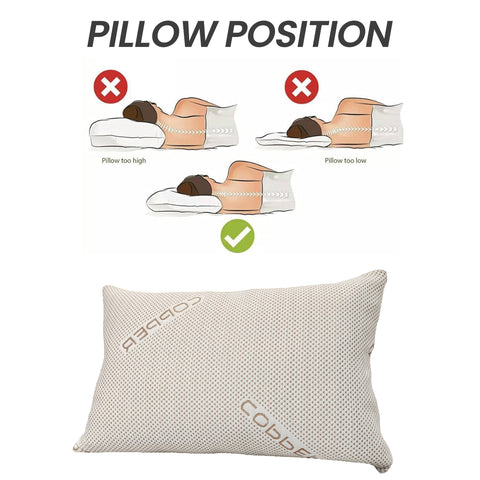 OLIVIA ROCCO Copper Infused Memory Foam Pillow For Skin Health Hypoallergenic Premium Fibre Filling Luxury Comfort With Copper Fabric Cover