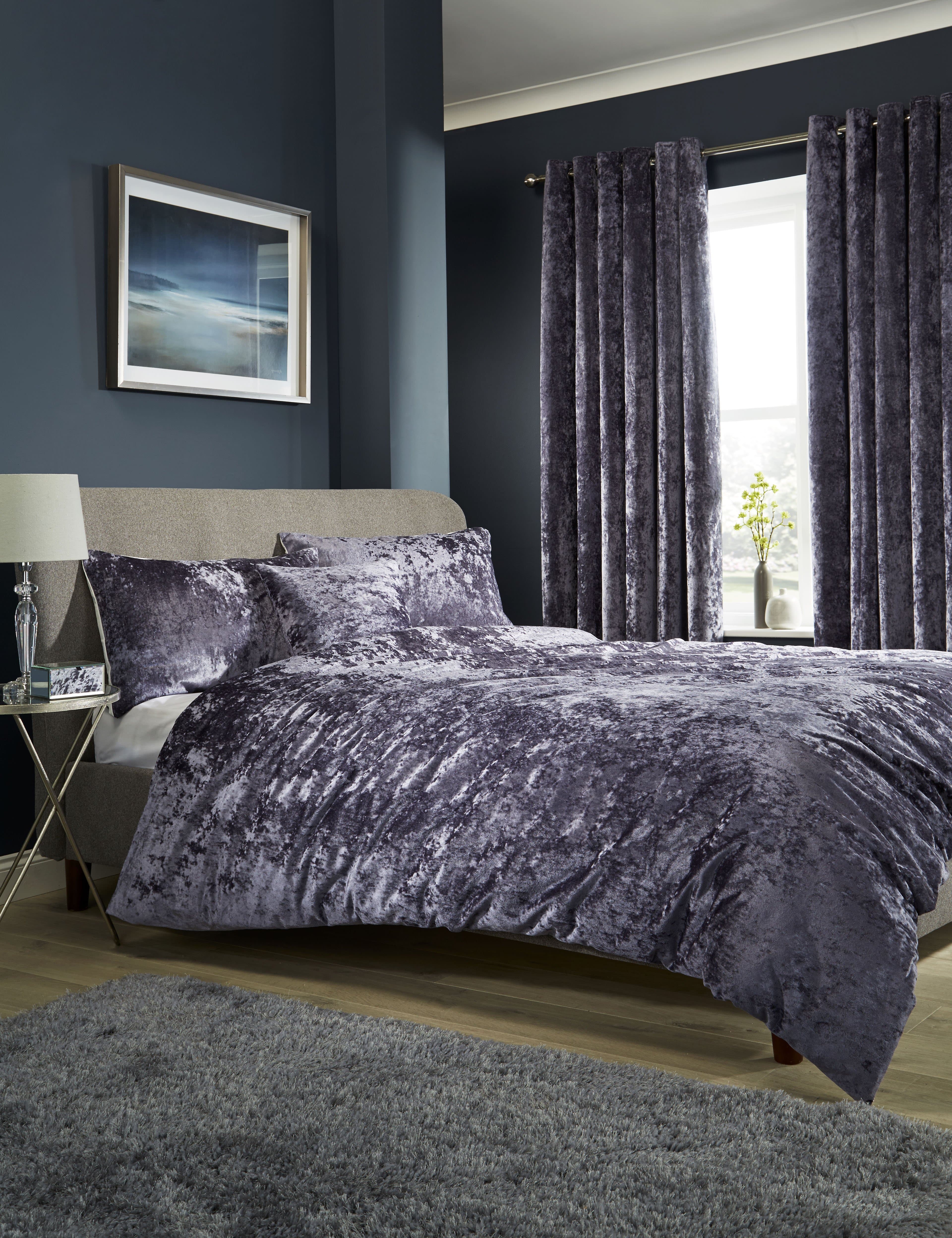OLIVIA ROCCO Crushed Velvet Duvet Cover Set With Pillowcases Double King Super King OEKO-TEX Certified Luxuriously Soft England Design