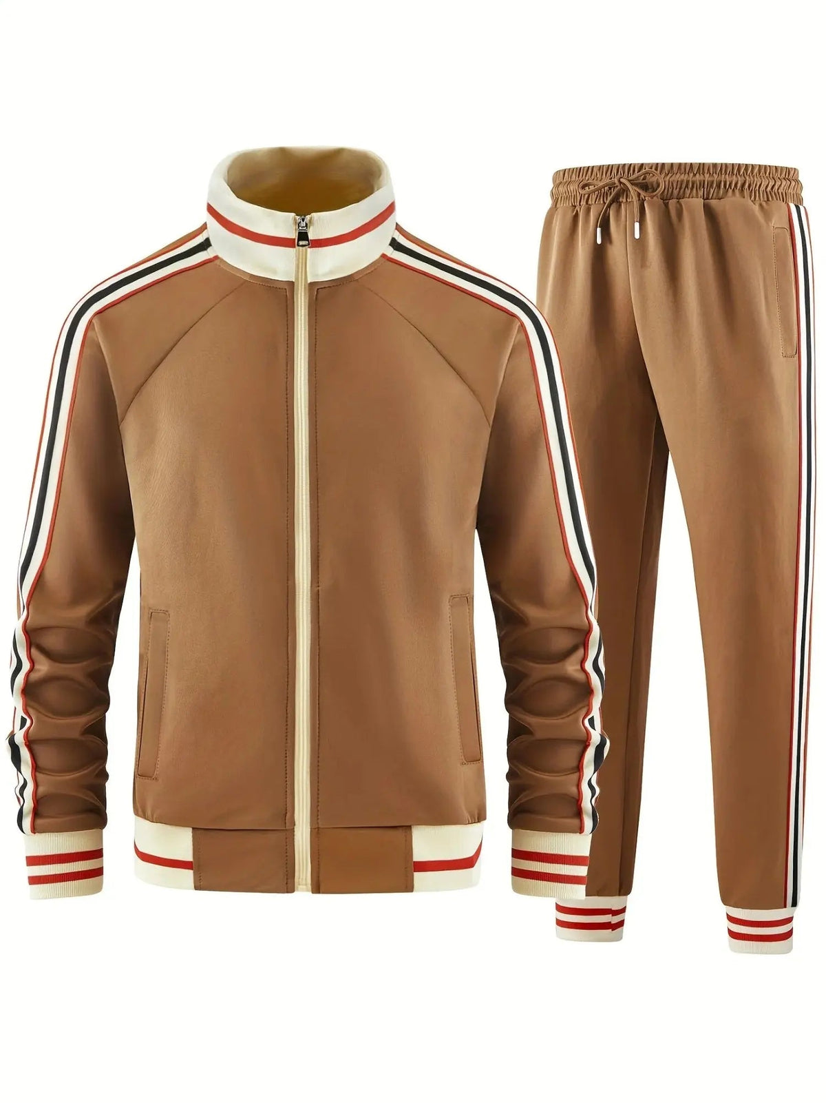 Turtleneck Zipper Cardigan Top Trousers Suit