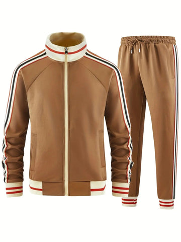 Turtleneck Zipper Cardigan Top Trousers Suit