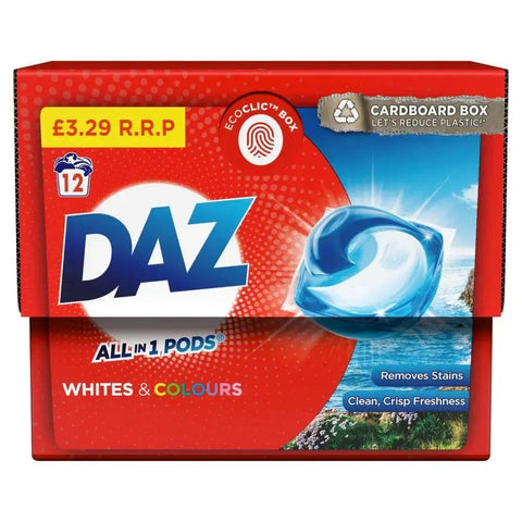 Daz ALL in 1 PODs Washing Capsules Whites & Colours 12 Washes (Case of 6)