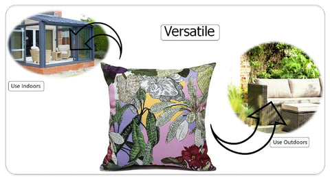 OLIVIA ROCCO Cushion Covers Dhalia Lilac Waterproof 43x43cm Reversible Breathable Indoor Outdoor Ideal For Patio, Garden, Sofa, And Chair