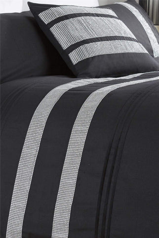 OLIVIA ROCCO Diamante Glitz Cotton Rich Duvet Set With Handwoven Crystal Detailing For Elegant Bedroom Decor In All Sizes Soft Plush Comfort