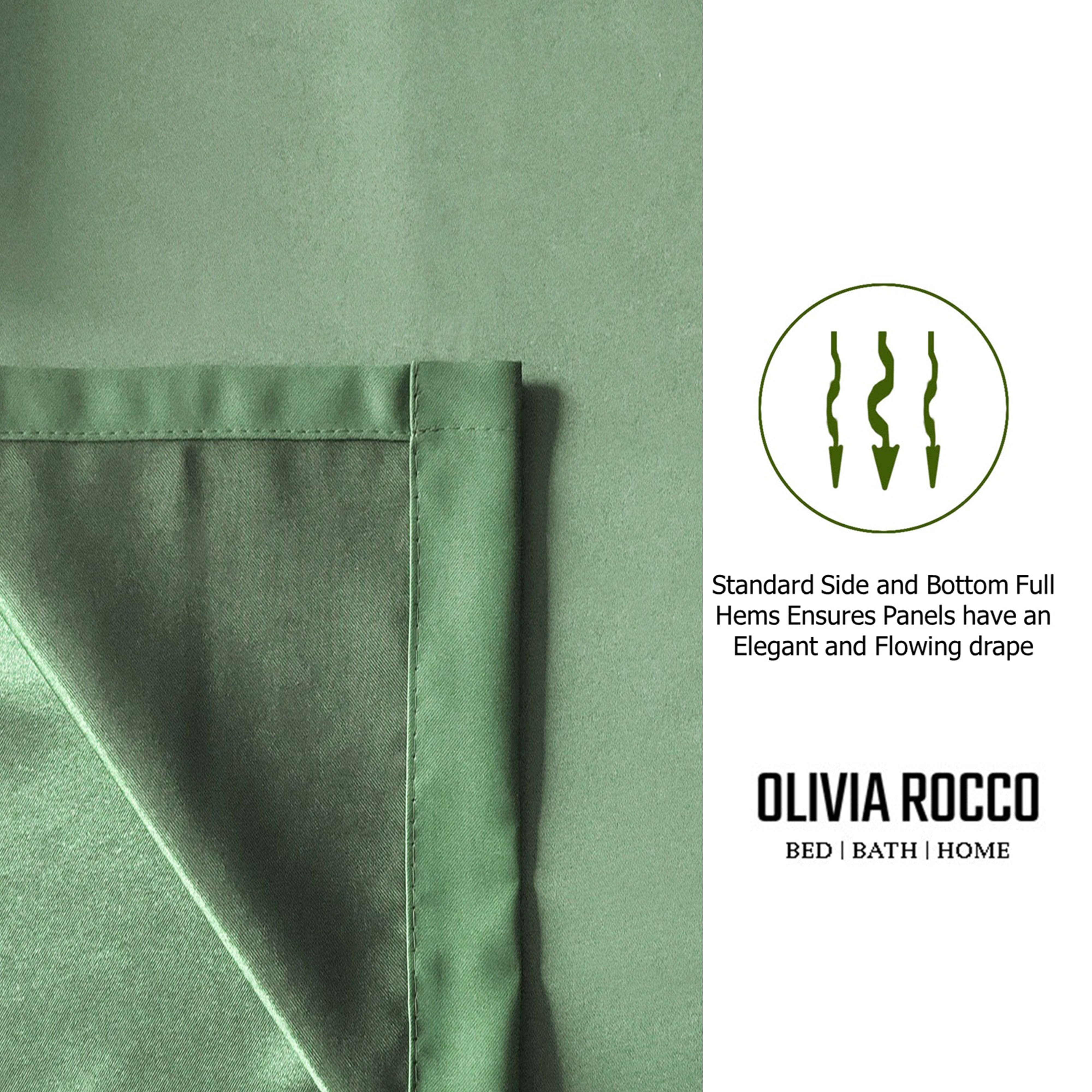 OLIVIA ROCCO Diamante Sage Green Blackout Eyelet Curtains With Tie Backs Thermal Ring Top Window Dressings For Living Room
