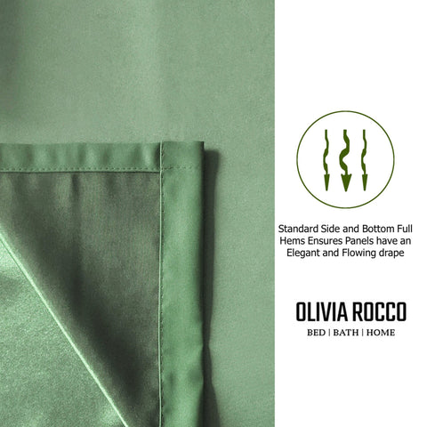 OLIVIA ROCCO Diamante Sage Green Blackout Eyelet Curtains With Tie Backs Thermal Ring Top Window Dressings For Living Room