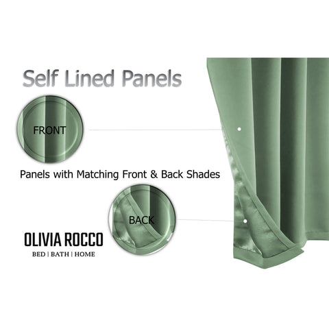 OLIVIA ROCCO Diamante Sage Green Blackout Eyelet Curtains With Tie Backs Thermal Ring Top Window Dressings For Living Room