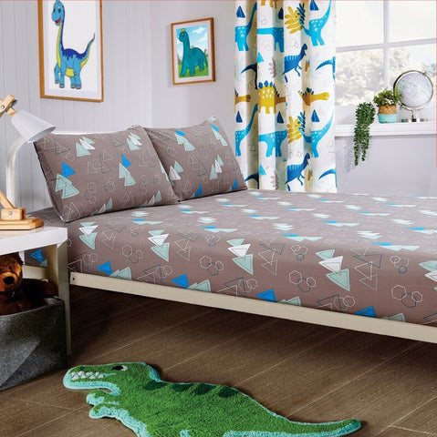 OLIVIA ROCCO Dinosaur Kids Bedding Set Soft 100% Microfibre Duvet Cover With Pillowcases And Optional Curtains Single Or Double