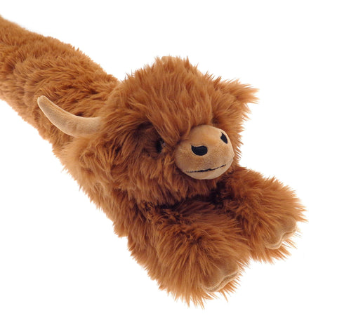 OLIVIA ROCCO Draught Excluder Highland Cow Design Door Stopper Jumbo Size W88xH20xD16cm Fabric Fleece Insulation Door Draft Blocker