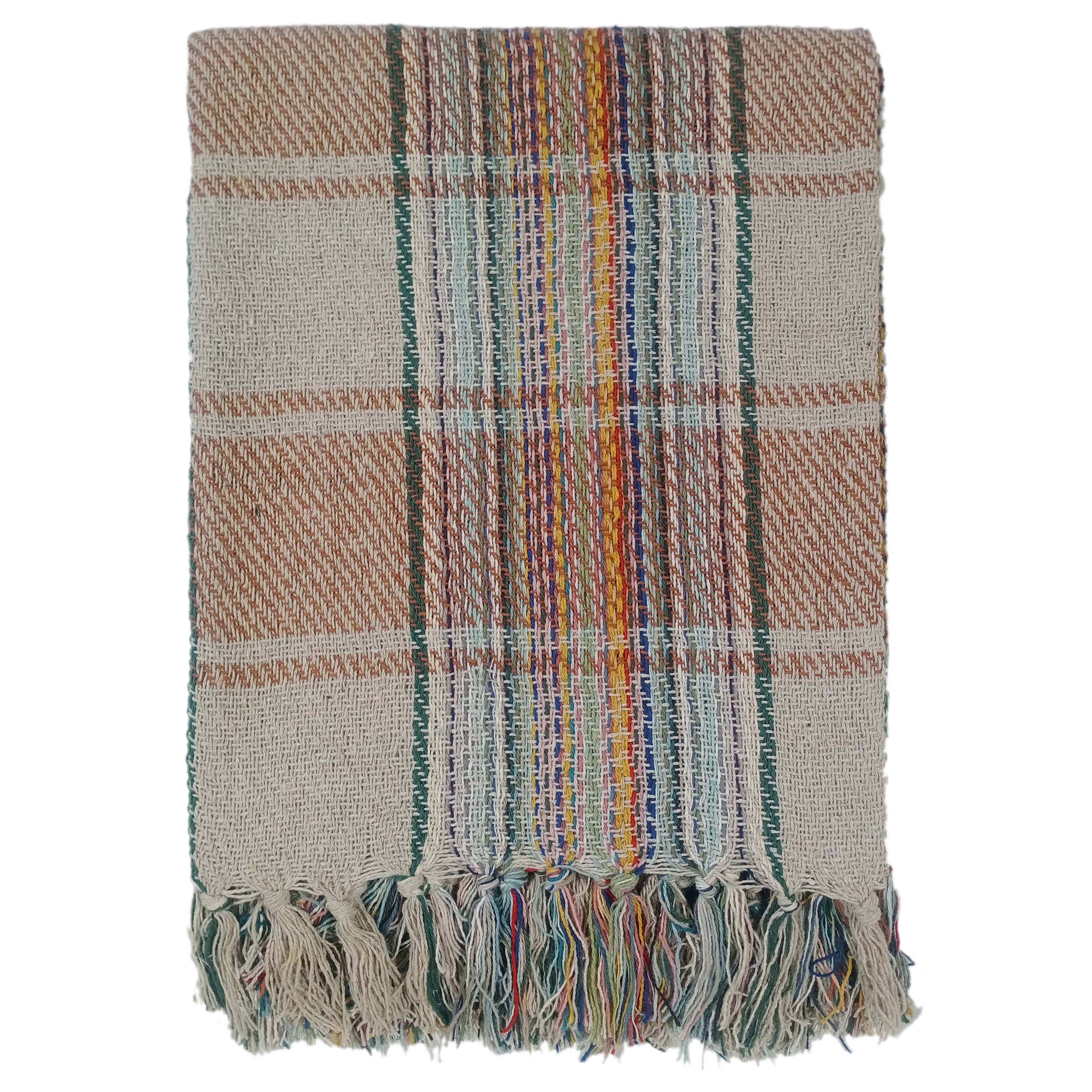 OLIVIA ROCCO Eco Friendly Recycled Cotton Picnic Blanket 130 x 150 cm Check Stripe Design Foldable And Packable For Beach Park Camping