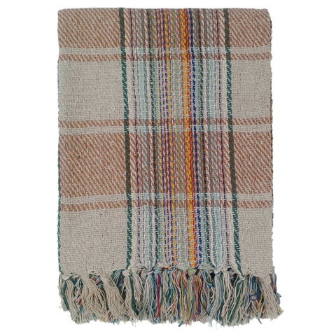 OLIVIA ROCCO Eco Friendly Recycled Cotton Picnic Blanket 130 x 150 cm Check Stripe Design Foldable And Packable For Beach Park Camping